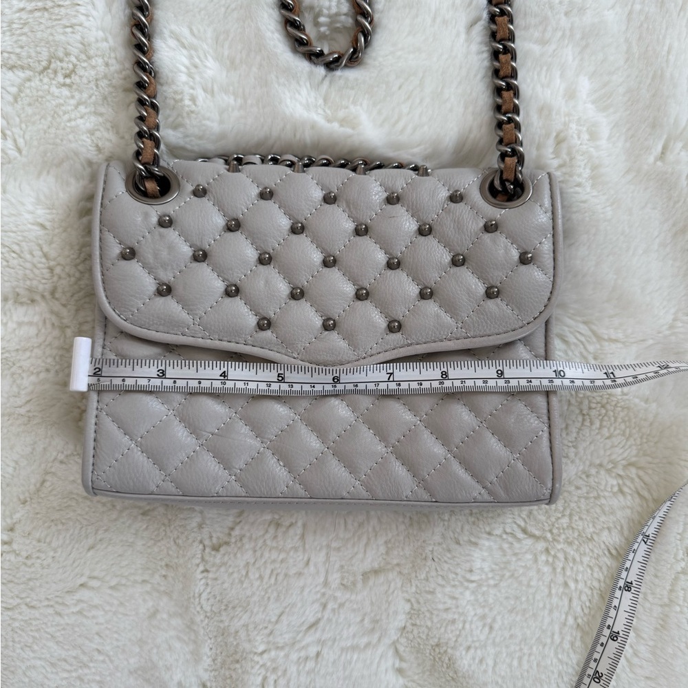 Rebecca Minkoff Grey Quilted Studded Crossbody Mini Chain Bag - Picture 11 of 14